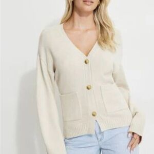 Women's Cream Button-Up Cardigan